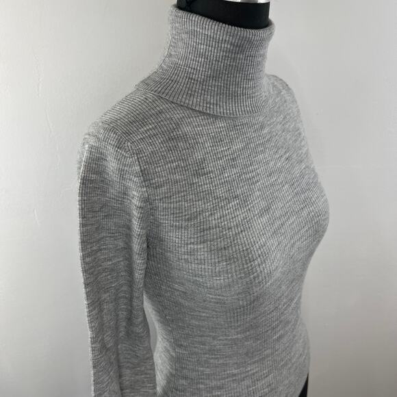 ARITZIA WILFRED Gray Wool Blend Balloon Sleeve Turtleneck Sweater Size 2XS - Picture 5 of 9